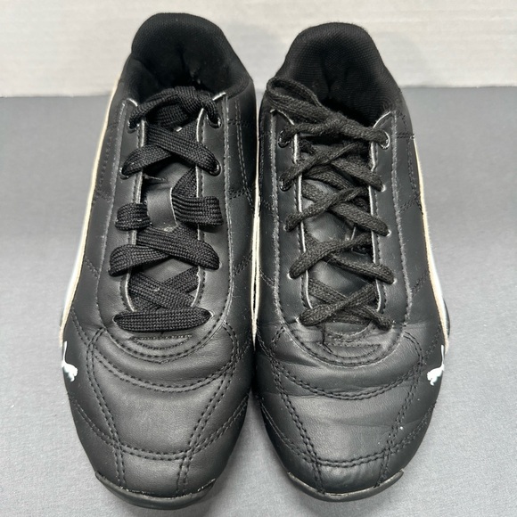 Puma Cats Black Leather Sneakers with White Stripe - Picture 2 of 10